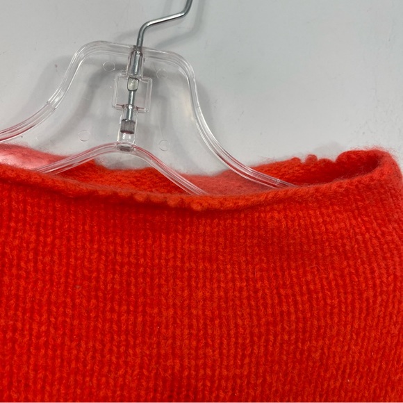 SMINFINITY 100% Cashmere Orange Thick Heavy Chunky Knit Boxy Mock Neck Sweater M - Picture 13 of 16